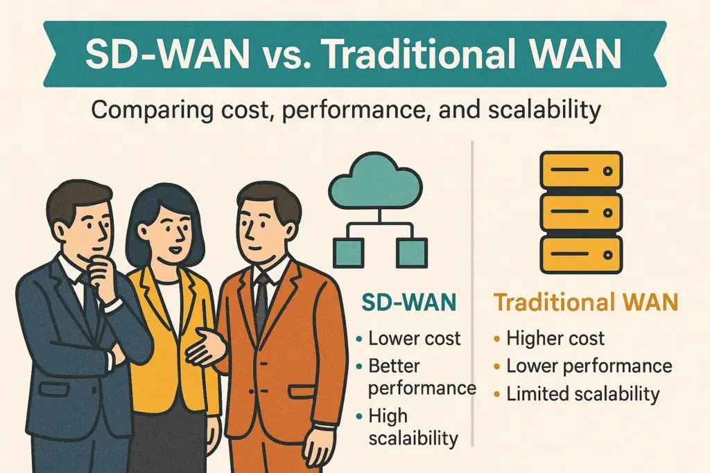 SD-WAN vs. Traditional WAN: Comparing cost, performance, and scalability.